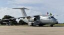 The first Portuguese KC-390 after its landing at Beja air base. (Photo: Portuguese Air Force)